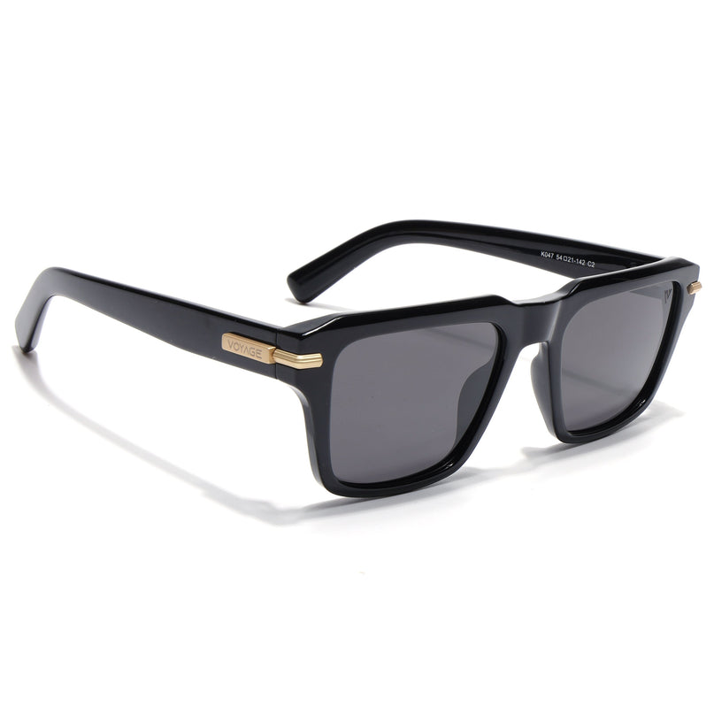 Wayfarer Polarized Sunglasses for Men & Women (Black Lens | Black Frame - PMG7959)