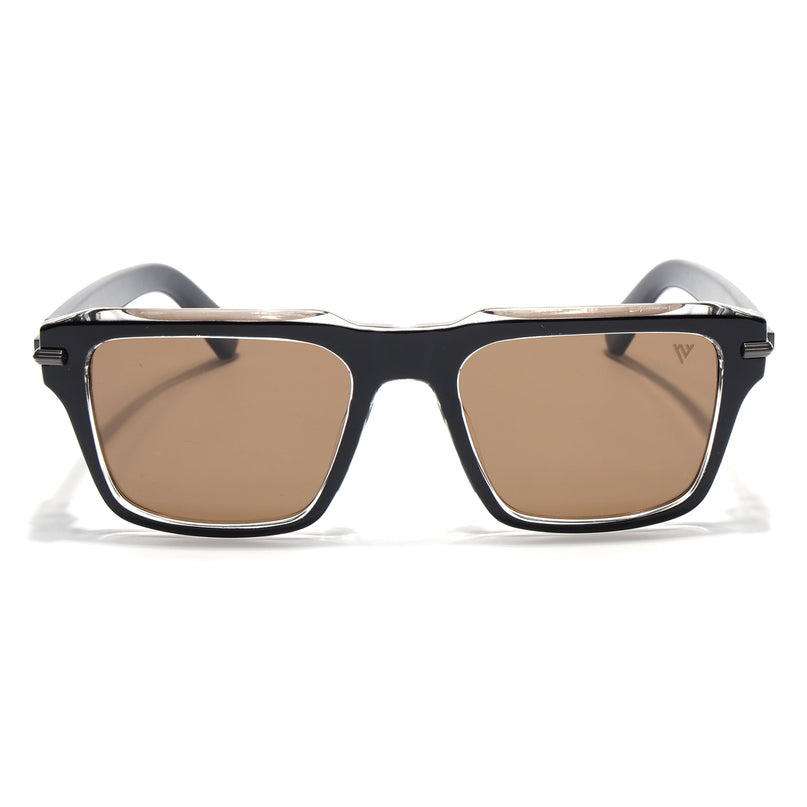 Wayfarer Polarized Sunglasses for Men & Women (Brown Lens | Black Frame - PMG7960)