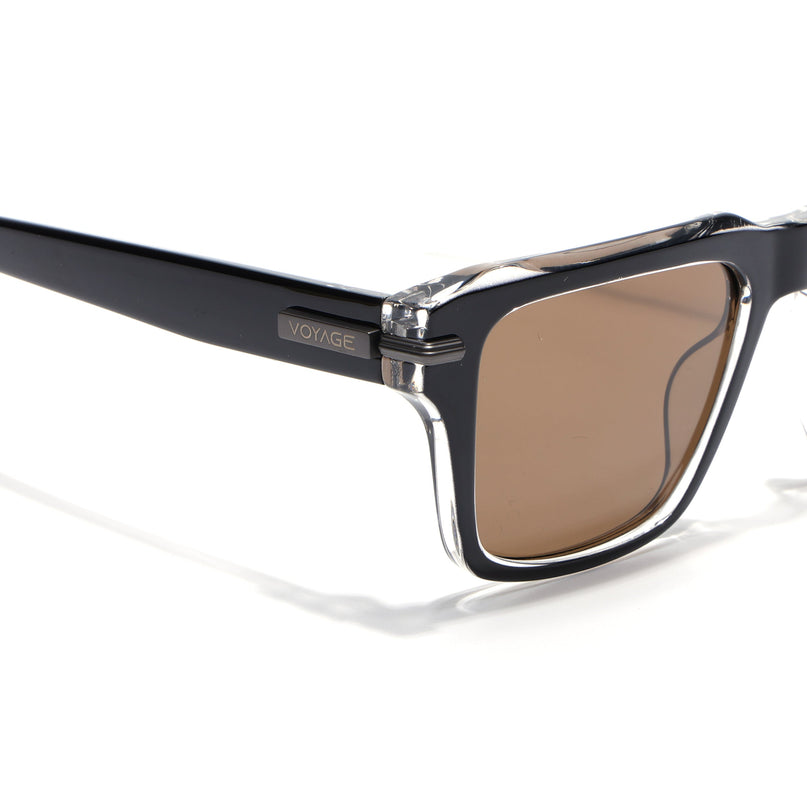 Wayfarer Polarized Sunglasses for Men & Women (Brown Lens | Black Frame - PMG7960)
