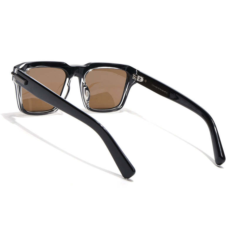 Wayfarer Polarized Sunglasses for Men & Women (Brown Lens | Black Frame - PMG7960)