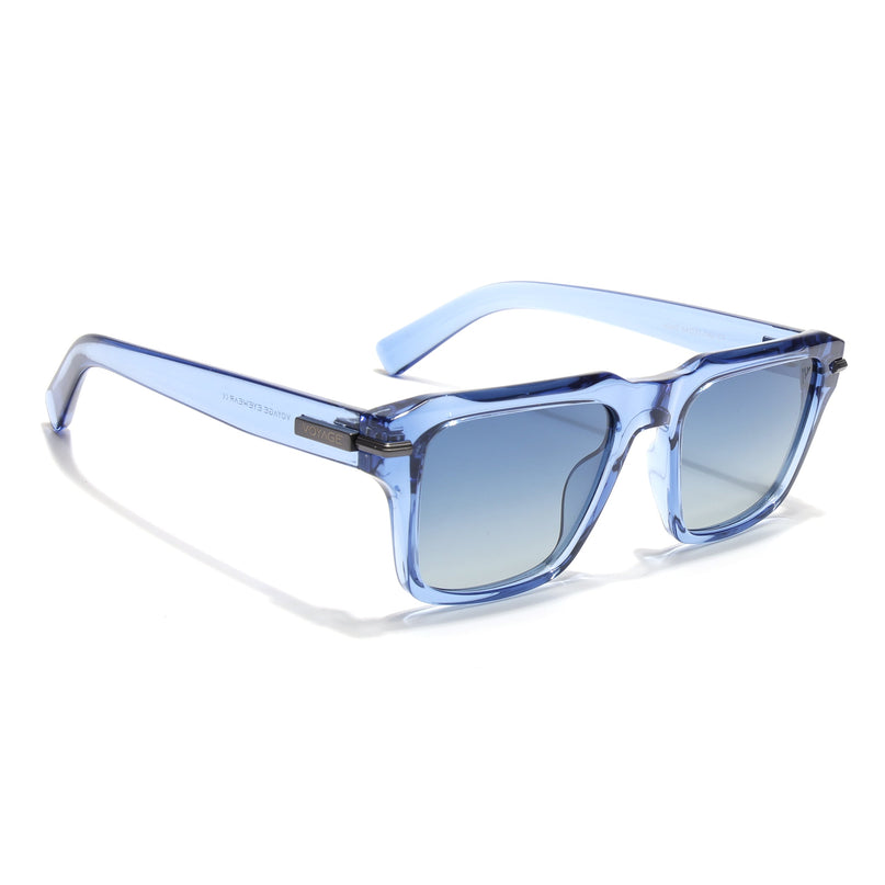 Wayfarer Polarized Sunglasses for Men & Women (Black Lens | Blue Frame - PMG7963)