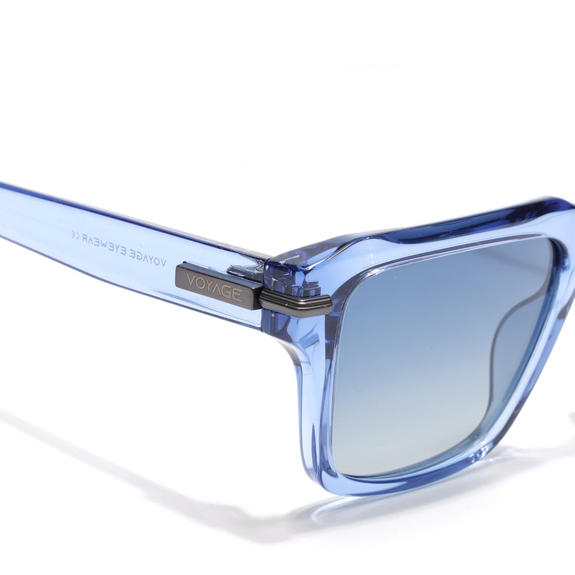 Wayfarer Polarized Sunglasses for Men & Women (Black Lens | Blue Frame - PMG7963)