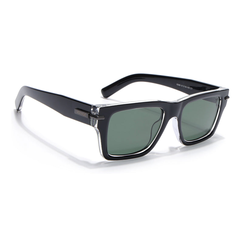 Wayfarer Polarized Sunglasses for Men & Women (Green Lens | Black Frame - PMG7868)