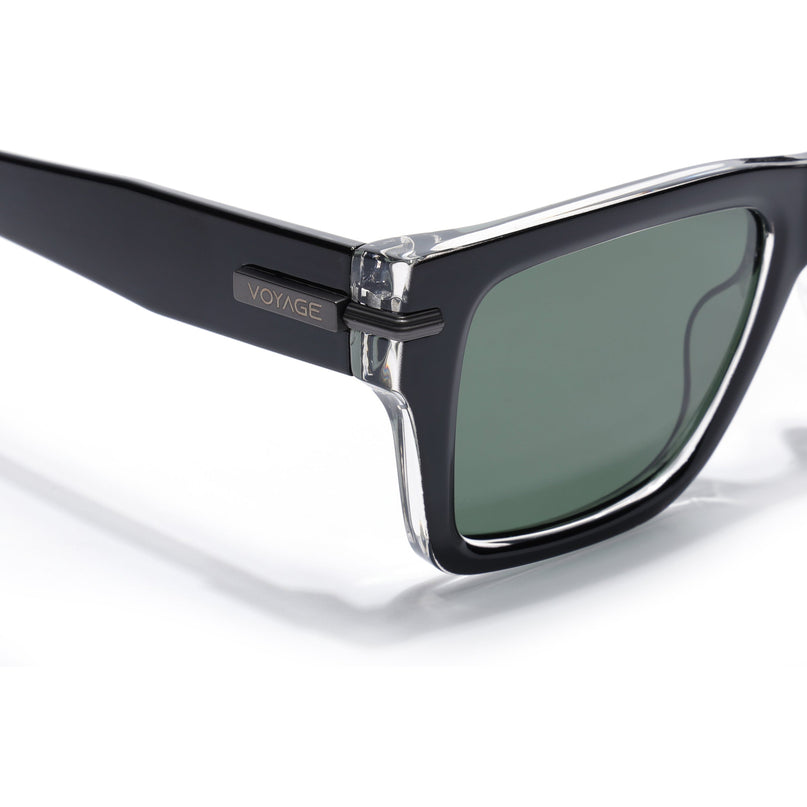 Wayfarer Polarized Sunglasses for Men & Women (Green Lens | Black Frame - PMG7868)