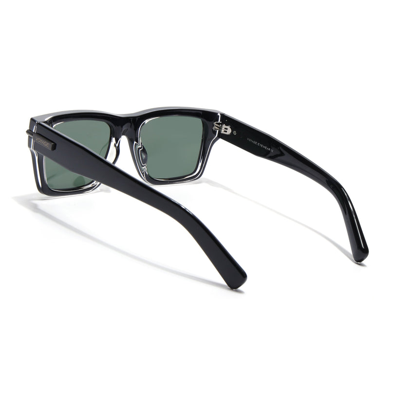 Wayfarer Polarized Sunglasses for Men & Women (Green Lens | Black Frame - PMG7868)