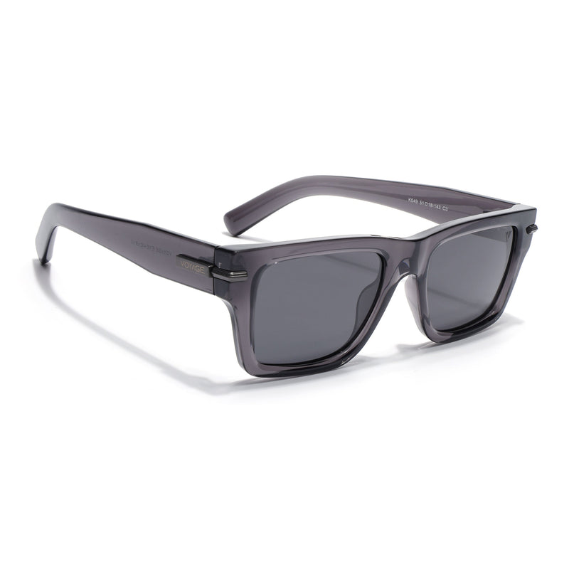 Wayfarer Polarized Sunglasses for Men & Women (Black Lens | Grey Frame - PMG7869)