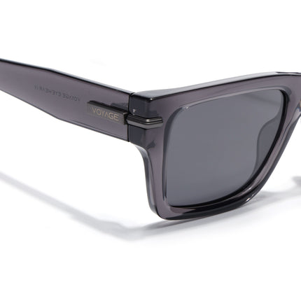 Wayfarer Polarized Sunglasses for Men & Women (Black Lens | Grey Frame - PMG7869)