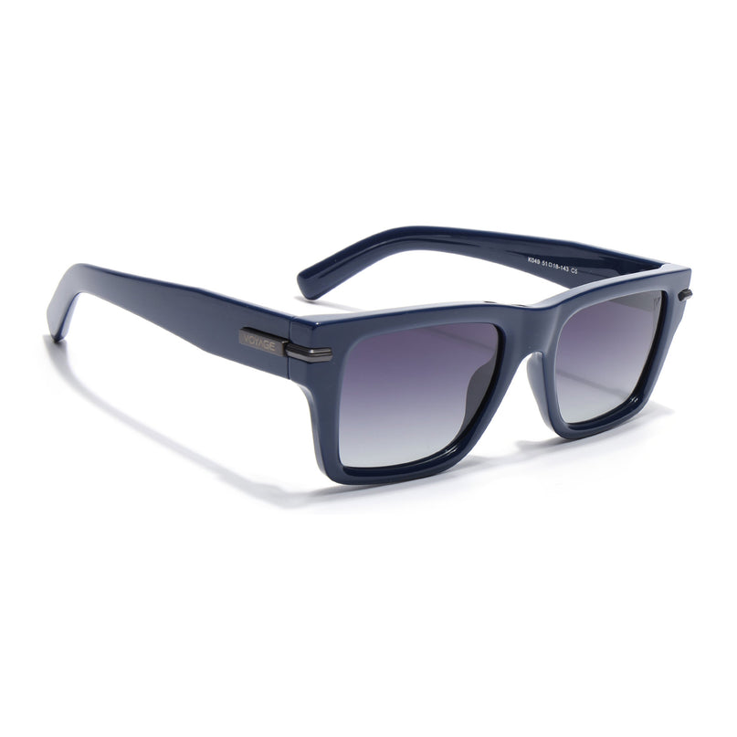 Wayfarer Polarized Sunglasses for Men & Women (Black Lens | Blue Frame - PMG7871)