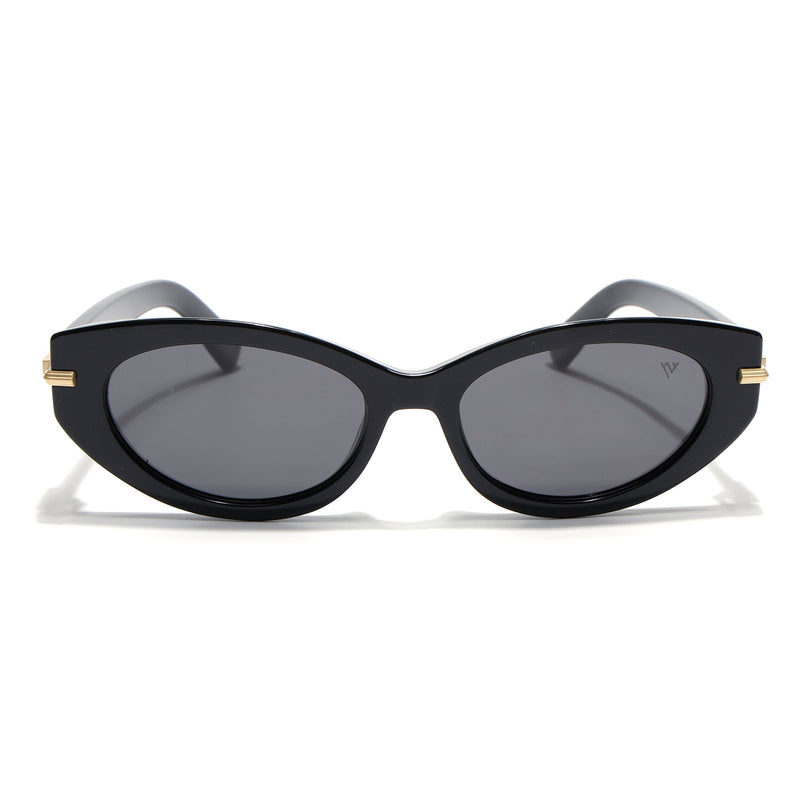 Cateye Polarized Sunglasses for Women (Black Lens | Black Frame - PMG7936)