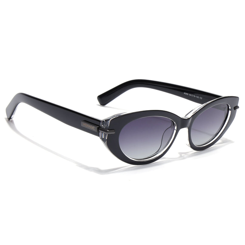 Cateye Polarized Sunglasses for Women (Grey Lens | Black Frame - PMG7937)