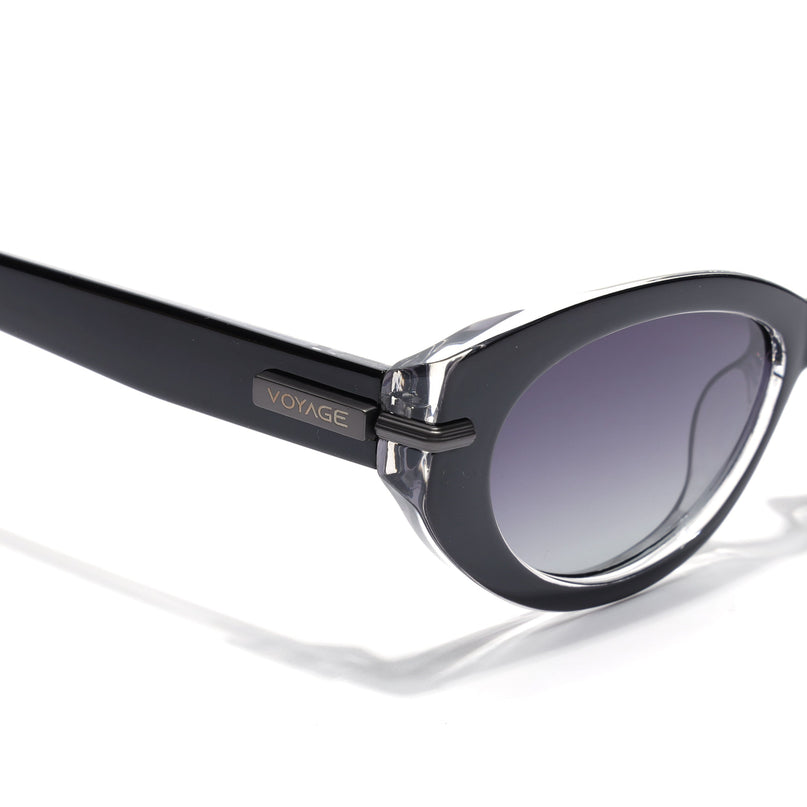 Cateye Polarized Sunglasses for Women (Grey Lens | Black Frame - PMG7937)