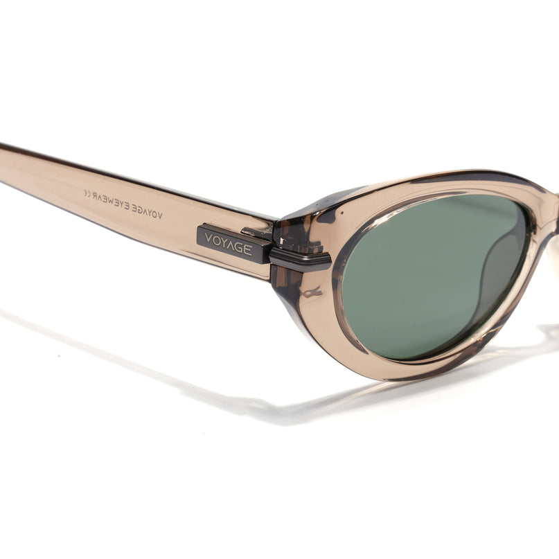 Cateye Polarized Sunglasses for Women (Green Lens | Brown Frame - PMG7939)