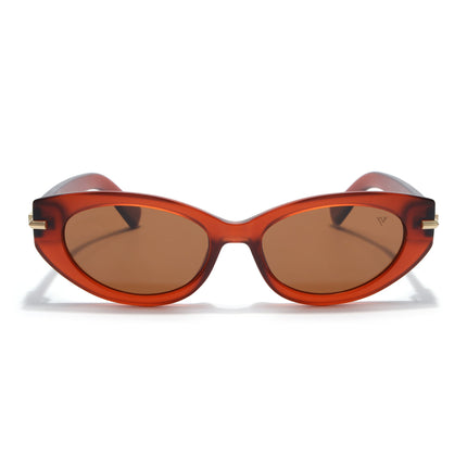 Cateye Polarized Sunglasses for Women (Brown Lens | Red Frame - PMG7940)
