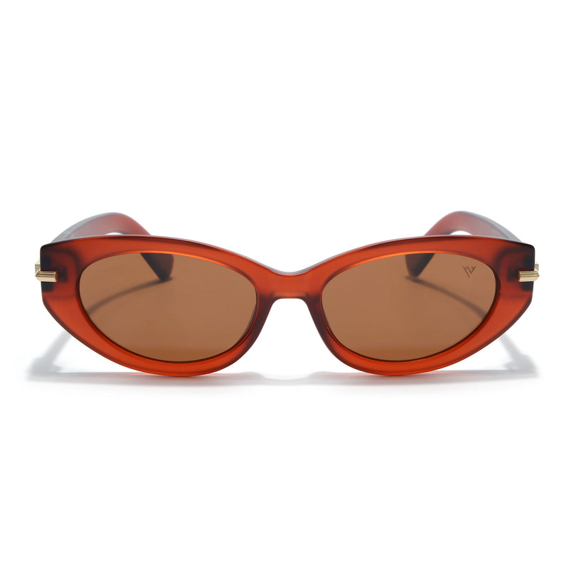 Cateye Polarized Sunglasses for Women (Brown Lens | Red Frame - PMG7940)