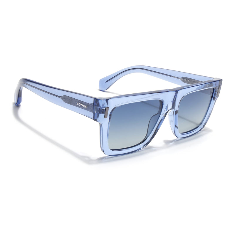 Wayfarer Polarized Sunglasses for Men & Women (Black Lens | Blue Frame - PMG7951)
