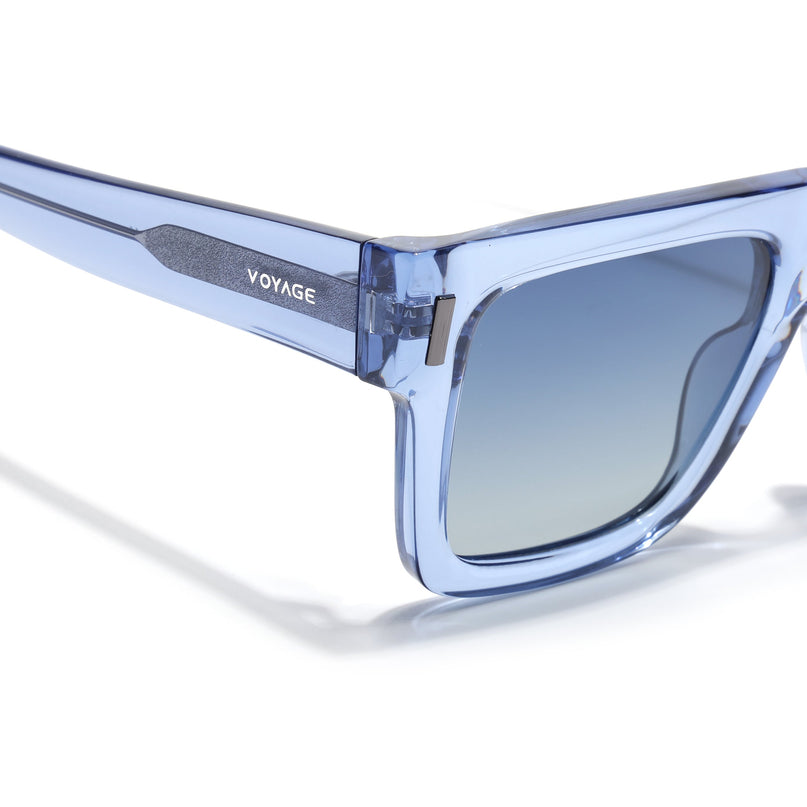 Wayfarer Polarized Sunglasses for Men & Women (Black Lens | Blue Frame - PMG7951)