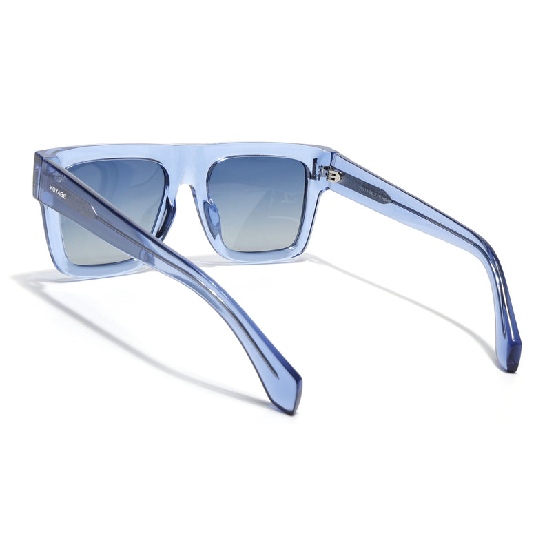 Wayfarer Polarized Sunglasses for Men & Women (Black Lens | Blue Frame - PMG7951)