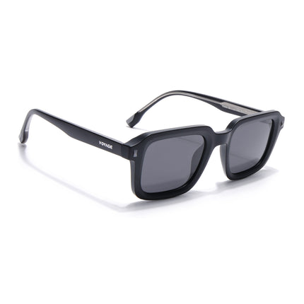 Square Polarized Sunglasses for Men & Women (Black Lens | Black Frame - PMG7909)