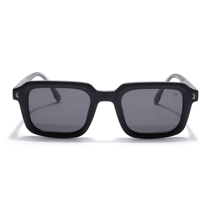 Square Polarized Sunglasses for Men & Women (Black Lens | Black Frame - PMG7909)