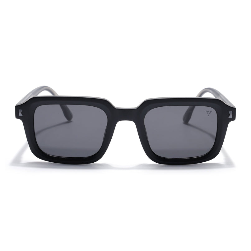 Square Polarized Sunglasses for Men & Women (Black Lens | Black Frame - PMG7909)