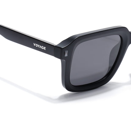 Square Polarized Sunglasses for Men & Women (Black Lens | Black Frame - PMG7909)
