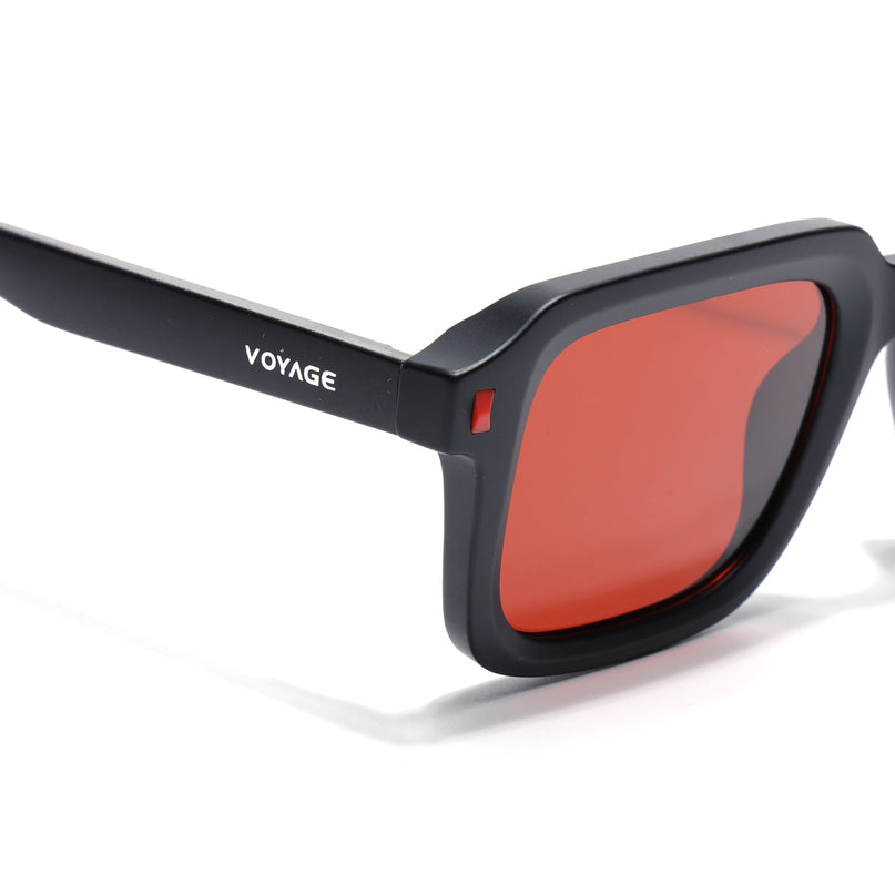 Square Polarized Sunglasses for Men & Women (Red Lens | Black Frame - PMG7910)