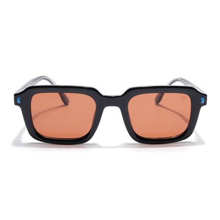 Square Polarized Sunglasses for Men & Women (Orange Lens | Black Frame - PMG7911)
