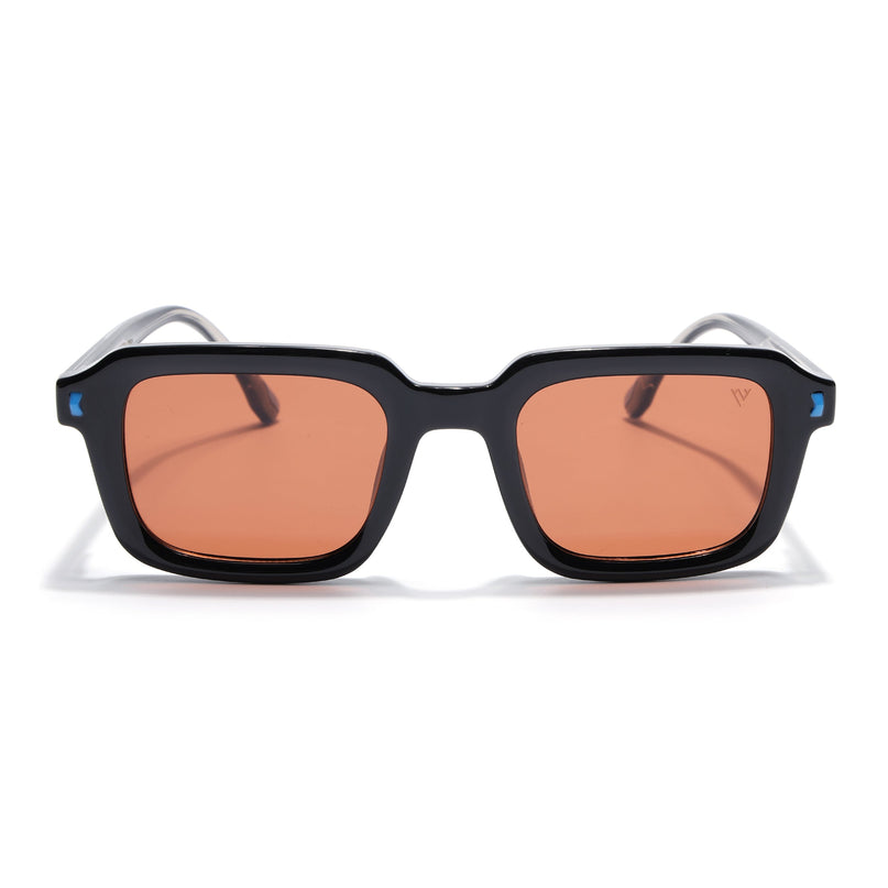 Square Polarized Sunglasses for Men & Women (Orange Lens | Black Frame - PMG7911)