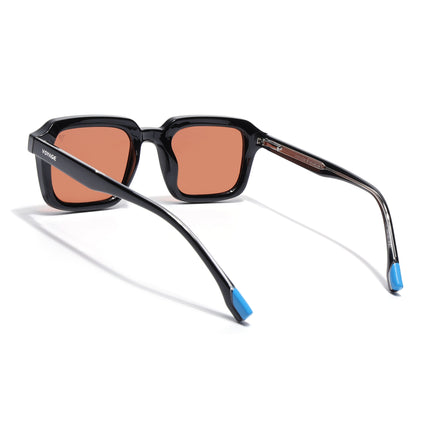 Square Polarized Sunglasses for Men & Women (Orange Lens | Black Frame - PMG7911)