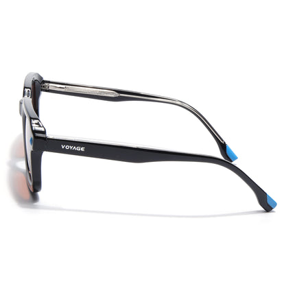 Square Polarized Sunglasses for Men & Women (Orange Lens | Black Frame - PMG7911)