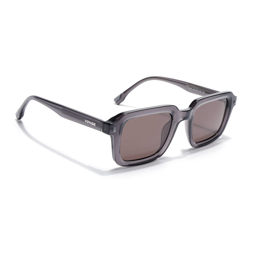 Square Polarized Sunglasses for Men & Women (Grey Lens | Grey Frame - PMG7912)