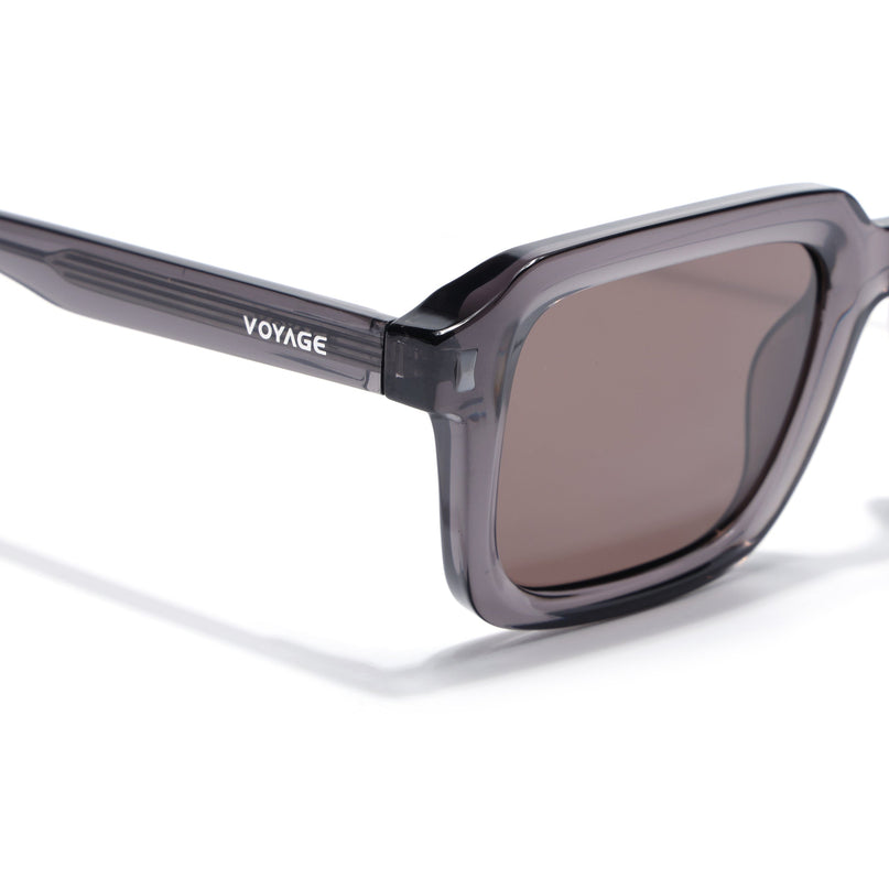 Square Polarized Sunglasses for Men & Women (Grey Lens | Grey Frame - PMG7912)