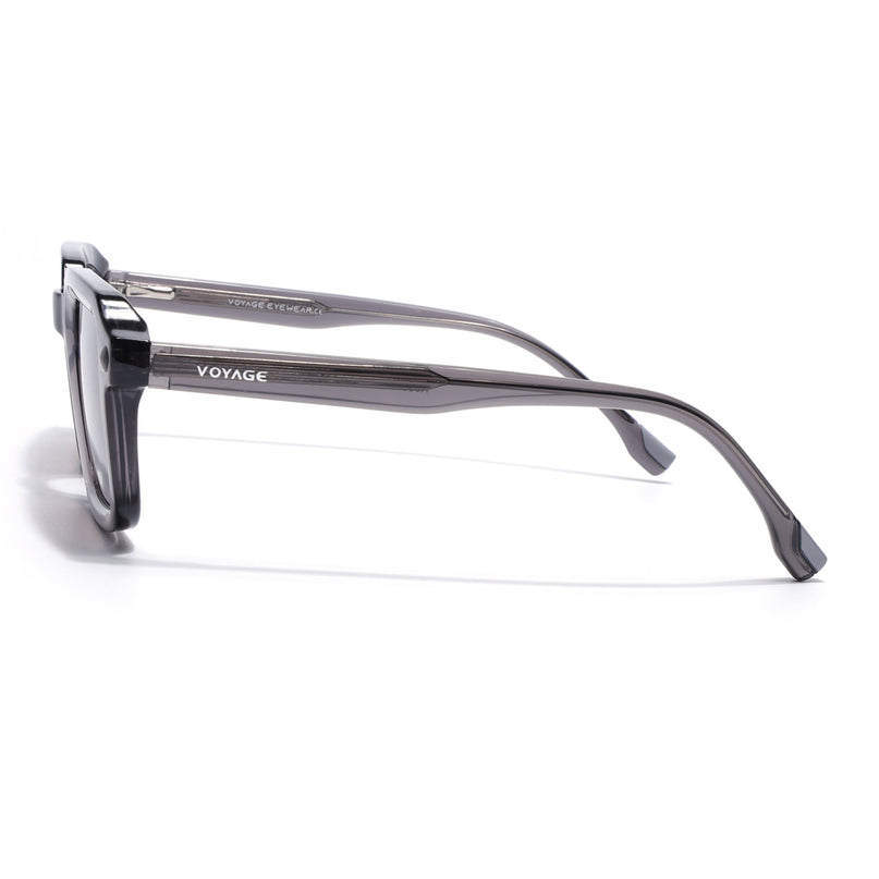 Square Polarized Sunglasses for Men & Women (Grey Lens | Grey Frame - PMG7912)