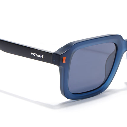 Square Polarized Sunglasses for Men & Women (Blue Lens | Blue Frame - PMG7913)