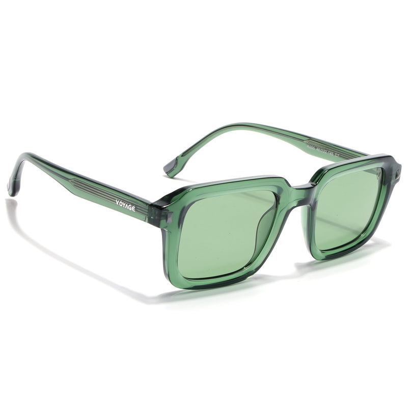 Square Polarized Sunglasses for Men & Women (Green Lens | Green Frame - PMG7914)