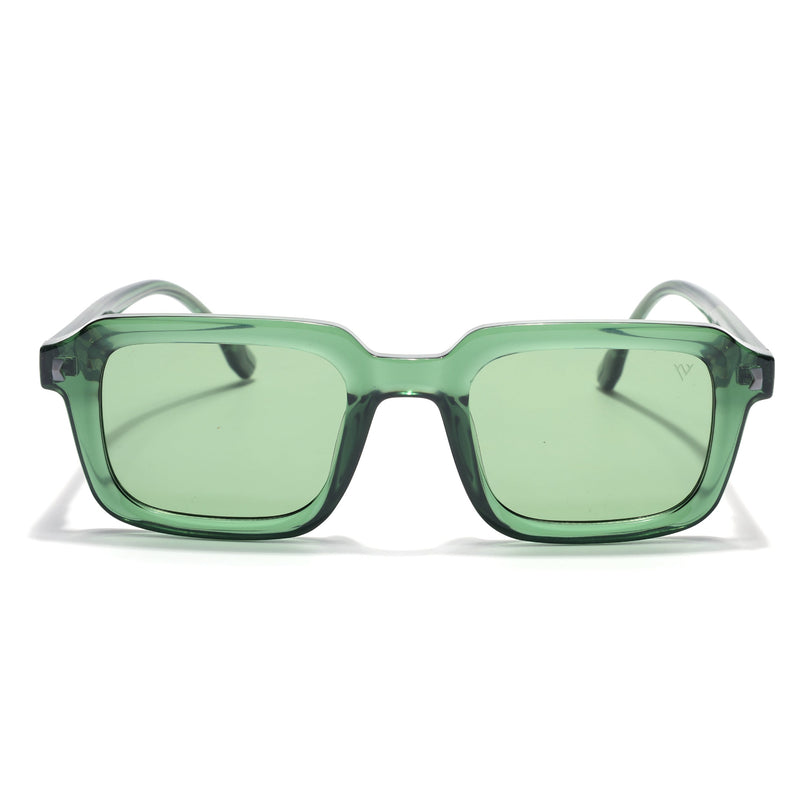 Square Polarized Sunglasses for Men & Women (Green Lens | Green Frame - PMG7914)