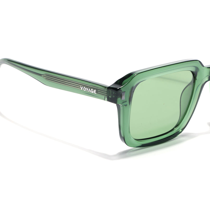 Square Polarized Sunglasses for Men & Women (Green Lens | Green Frame - PMG7914)