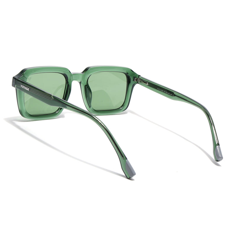 Square Polarized Sunglasses for Men & Women (Green Lens | Green Frame - PMG7914)