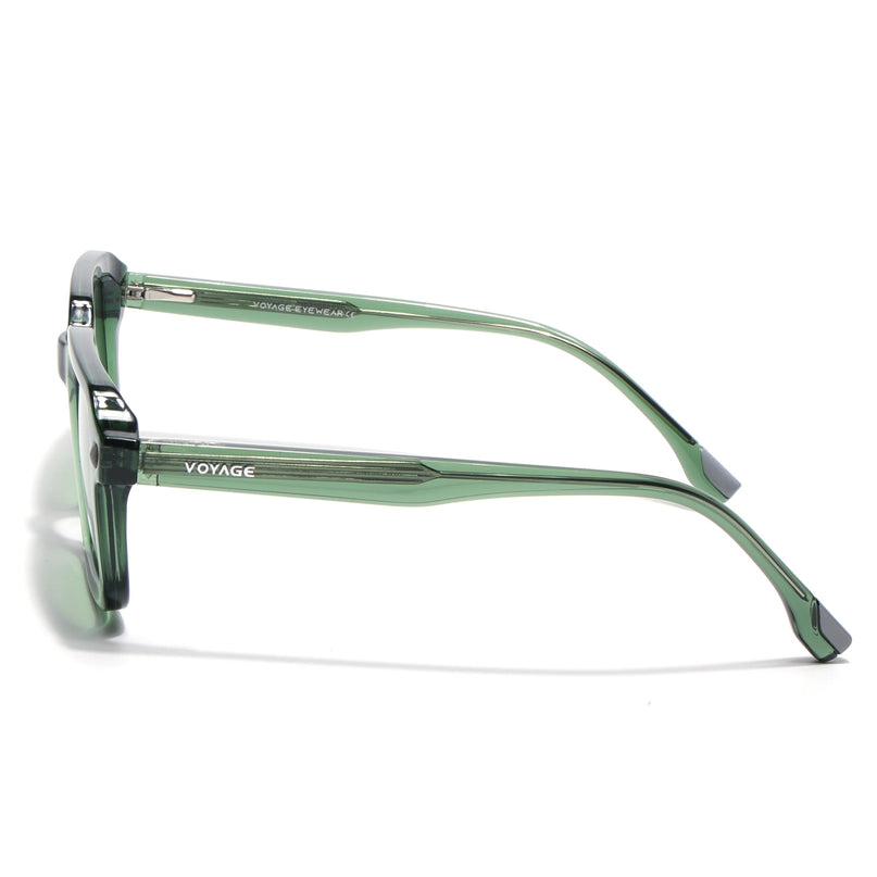 Square Polarized Sunglasses for Men & Women (Green Lens | Green Frame - PMG7914)