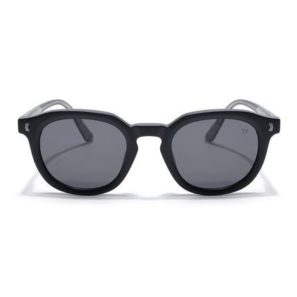 Round Polarized Sunglasses for Men & Women (Black Lens | Black Frame - PMG7920)