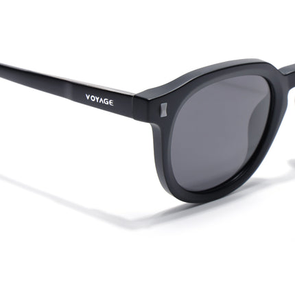 Round Polarized Sunglasses for Men & Women (Black Lens | Black Frame - PMG7920)