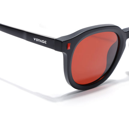 Round Polarized Sunglasses for Men & Women (Red Lens | Black Frame - PMG7921)