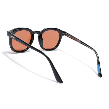 Round Polarized Sunglasses for Men & Women (Orange Lens | Black Frame - PMG7922)