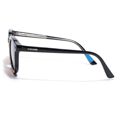 Round Polarized Sunglasses for Men & Women (Orange Lens | Black Frame - PMG7922)