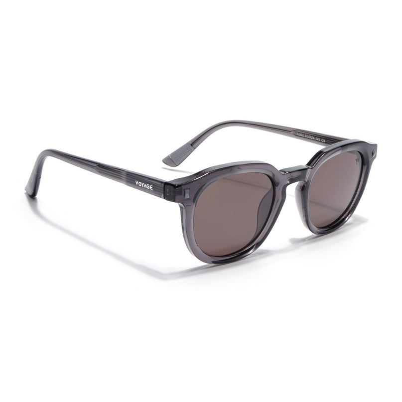Round Polarized Sunglasses for Men & Women (Grey Lens | Grey Frame - PMG7923)