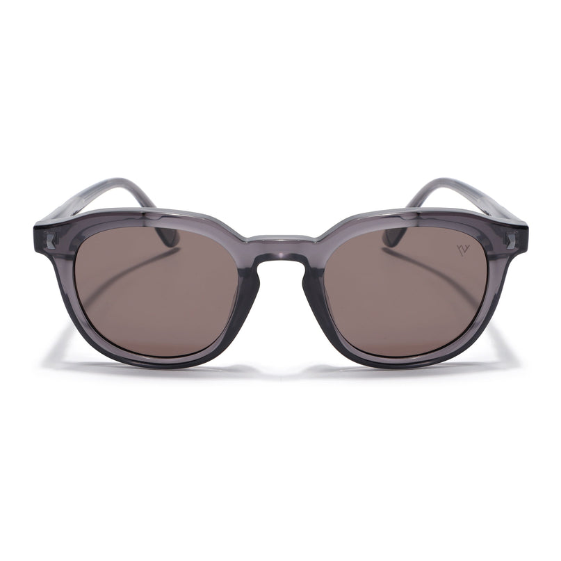 Round Polarized Sunglasses for Men & Women (Grey Lens | Grey Frame - PMG7923)