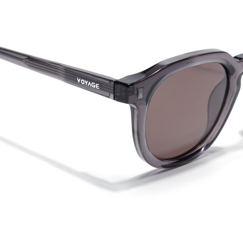 Round Polarized Sunglasses for Men & Women (Grey Lens | Grey Frame - PMG7923)