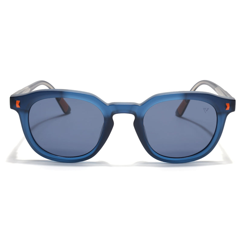 Round Polarized Sunglasses for Men & Women (Blue Lens | Blue Frame - PMG7924)