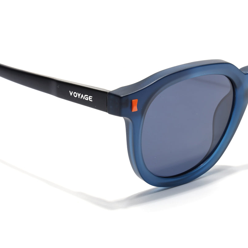 Round Polarized Sunglasses for Men & Women (Blue Lens | Blue Frame - PMG7924)