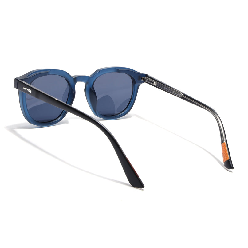 Round Polarized Sunglasses for Men & Women (Blue Lens | Blue Frame - PMG7924)